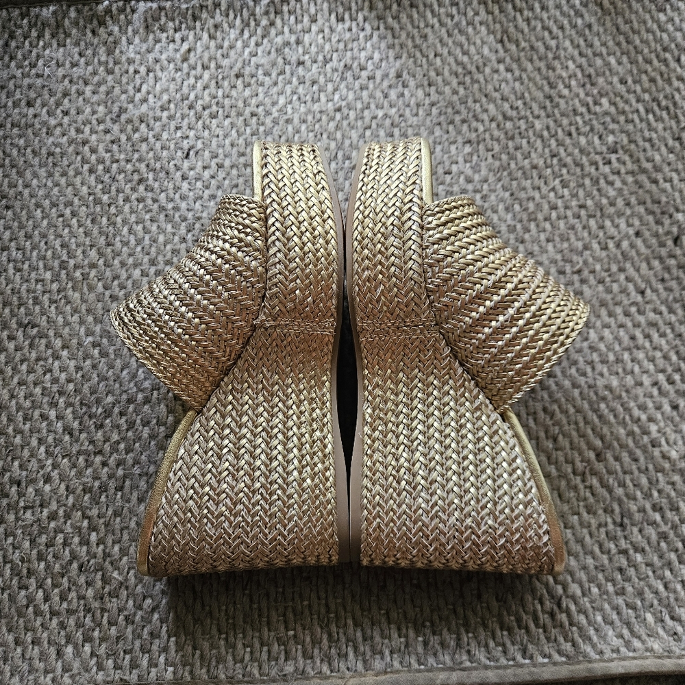 Guess Gold Textured Wedge Sandals